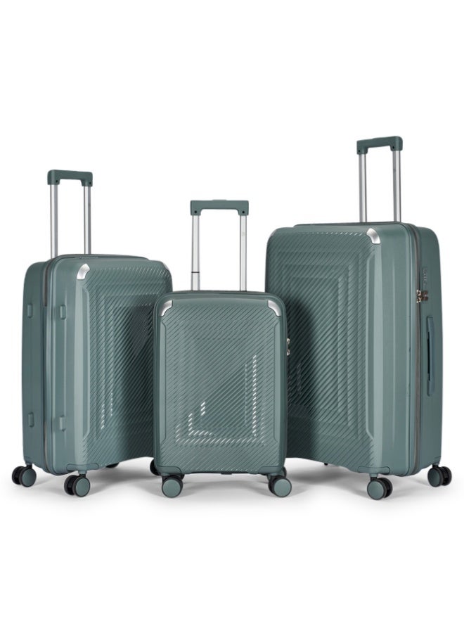 LIMRA Travel Bags 3-Piece Hard Shell Luggage Set Durable Polypropylene Suitcases with Spinner Wheels Turquoise grey - Image 1